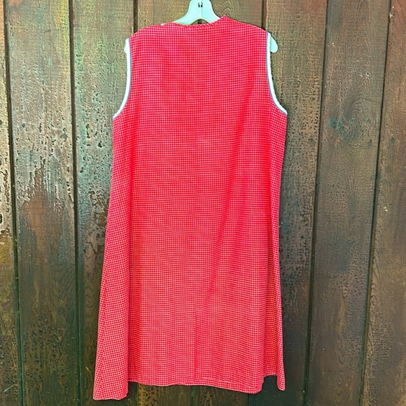 Vintage 80s 90s Housedress House Coat Dress Red & White Zip Front Cotton 1X XL - Picture 7 of 9